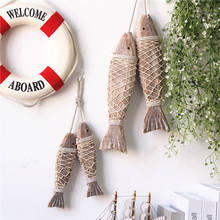 Wooden Drifting Shell Fish Pendant Kids Room Decoration Nordic Fish Carving Pendant Home Fishnet Background Decor Wall Hangings 2024 - buy cheap