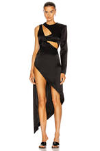 Vestido negro de primavera para mujer, Sexy, con un hombro al descubierto, ajustado, dividido hasta la rodilla, para fiesta y Club nocturno, 2021 2024 - compra barato