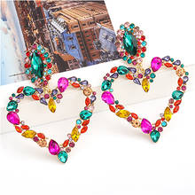 ZHINI Trendy Heart Love Drop Earrings for Women New Design Color Crystal Hollow Dangle Earring Statement Jewelry 2020 pendientes 2024 - buy cheap