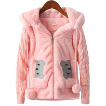 Осенне-зимнее шерстяное пальто IYEAL для девочек, куртка с кроличьими ушками, детское пальто с капюшоном, зимняя плотная теплая куртка для девочек, детская одежда 2024 - купить недорого