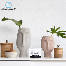 Минималистичная керамическая абстрактная ваза с человеческим лицом, креативная витрина для комнаты, декоративная ваза, аксессуары для украшения дома, ваза в форме головы 2024 - купить недорого