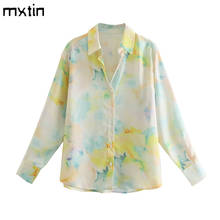 MXTIN 2021Women Spring Fashion Tie-dye Loose Blouses Vintage Lapel Collar Long Sleeve Female Shirts Blusas Casual Chic Tops 2024 - buy cheap