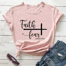 Faith Over Fear Printed Christian T Shirt New Arrival Casual 100%Cotton Funny T Shirt Christian Shirts for Women Faith Shirts 2024 - buy cheap