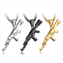 AK necklaces mens hip hop gun necklace pendants stainless steel punk necklace gifts for male gun necklace jewelry on the neck 2024 - buy cheap