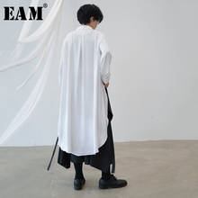 [EAM] Women Black White Back Long Oversized Blouse New Lapel Long Sleeve Loose Fit Shirt Fashion Tide Spring Autumn 2020 1B659 2024 - buy cheap