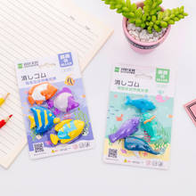 4pcs/lot Cute Sea Animals Whale Shark Dolphin Fish Cartoon Rubber Pencil Erasers School Prizes Kid Gifts 2024 - buy cheap