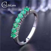 Anillo de Esmeralda Natural de 100%, anillo de piedras preciosas de Esmeralda Natural plata sólida 925, redondo de 2,5mm, anillo de diseño sencillo 2024 - compra barato