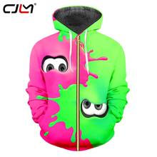 CJLM Men's Fashion Short 3D Printing With Zipper Hoodie Cartoon Red-green Eyes Summer Casual Large Size Unisex Long Coat 2024 - buy cheap