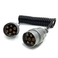 Enchufes metálicos de 7 pines para remolque, Cable de extensión rizado de plomo de 1,5 M, macho a macho, 12V, tablero de iluminación para caravana, 1XCF 2024 - compra barato