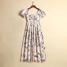 Women Runway Dress 2019 High Quality Summer O-Neck  Short Sleeve Floral Print Dresses Casual Dress NP0722N 2024 - buy cheap