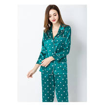 Pijamas de seda 100 a la moda para mujer, ropa de dormir, traje, Conjunto de pijama dorado completo de seda para mujer, azul, rojo, largo, 19 momme 2024 - compra barato