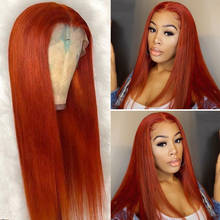 350# Orange Wig 99J Burgundy Colored Human Hair Wigs 30 Inch Indian Straight 150% Remy Lace Frontal Human Hair Wigs For Women 2024 - buy cheap