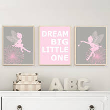 Fairy Angele-pintura en lienzo de arte de pared para niñas, cita de un póster con pequeño y grande, Impresión de dibujos animados, decoración de imagen para habitación de bebé y guardería 2024 - compra barato