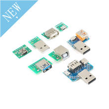 5pcs Mini Micro Fêmea USB Macho para DIP Placa de Adaptador de Conector Conversor 4P 5P 2.54 milímetros 3 4USB Placa Adaptadora PCB Board Para Arduino 2024 - compre barato