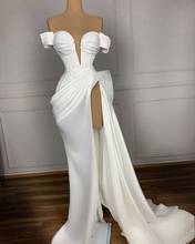 Sexy White Mermaid Evening Dresses Off the Shoulder High Slit Dubai Women Formal Party Prom Gowns 2024 - buy cheap