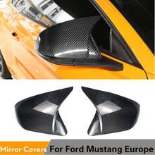 Carbon Fiber Car Rearview Mirror Covers Caps for Ford Mustang Europe 2015-2020 Side Mirror Covers Caps Shell Case Horn Add On 2024 - buy cheap