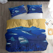 HELENGILI 3D Bedding Set Shark Print Duvet Cover Set Lifelike Bedclothes with Pillowcase Bed Set Home Textiles #SY-15 2024 - buy cheap