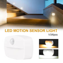 1/3/6pcs LED Motion Sensor Light Battery-powered Wireless Wall Lamp Night Light Cabinet Door Light for Hallway Bathroom Bedroom 2024 - buy cheap