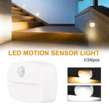 1/3/6 pces conduziu a luz do sensor de movimento sem fio alimentado por bateria lâmpada de parede luz noturna armário luz da porta para o quarto do banheiro corredor