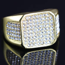 Anillos de oro de lujo para hombres, joyas de circonita ostentosas, cuadradas, geométricas, accesorios de joyería de Hip Hop 2024 - compra barato