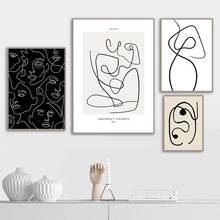 Abstract Line Canvas Black White Wall Art Minimalist Print Painting Nordic Poster Woman Body Picture Modern Living Room Decor 2024 - buy cheap