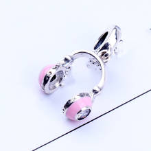 Pandach-abalorios de auriculares rosas de plata de ley 100% 925 auténtica, compatibles con pulsera Pandora Original, fabricación de joyería artesanal, CMC12 2024 - compra barato