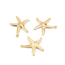 10 pingentes dourados/prateados 20 pol. aço inoxidável 20*22mm acessórios estrelas do mar estrelas para fazer joias diy achados 2024 - compre barato