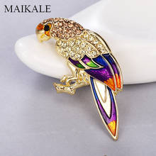 MAIKALE Vintage Crystal Parrot Brooch Pins Enamel Bird Brooches for Women Corsage Shirt Suit Kids Bag Accessories Broche Gifts 2024 - buy cheap