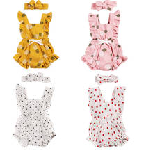 2020 New Fashion Cute Newborn Baby Bodysuit Girls Ruffles Backless Flower Sunsuit Jumpsuits With Headband 2pcs Clothing 0-24M 2024 - buy cheap