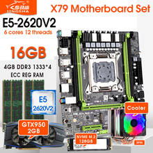 Conjunto de placa base X79 con CPU Xeon E5-2620V2, combos LGA2011, 4x4GB = 16GB, 1333Mhz, memoria DDR3 RAM, GTX 950, Enfriador de 2GB, 128GB, M.2, SSD 2024 - compra barato