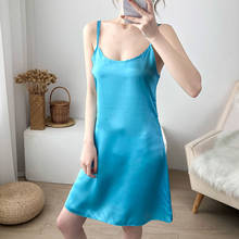 Female Satin Nightgown Lady Sexy Spaghetti Strap Night Dress Women Solid Nighties Sleeveless Sleepwear S00248 2024 - buy cheap