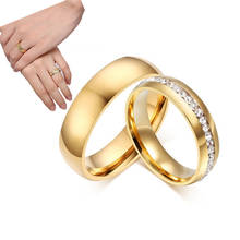 Wedding Gold Rings Couple Simple Stainless Steel Set Casual Engagement Size 6-12Shiny Love Gifts Cheap Unique Jewelry for Women 2024 - buy cheap