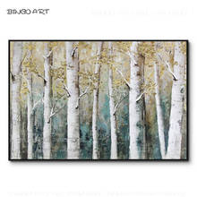 Professional Artist Hand-painted Birch Forest Tree Landscape Oil Painting on Canvas Beautiful Landscape Birch Trees Oil Painting 2024 - buy cheap