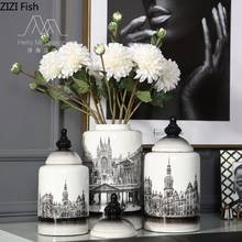 Estilo americano de luxo cerâmica tanque armazenamento selado jar vaso decoração casa sala estar ferramenta armazenamento desktop decoração 2024 - compre barato