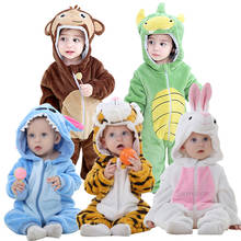 Macacão kigurumi para bebês recém-nascidos, pijama meninos e meninas, com desenho animal, traje com capuz 2024 - compre barato
