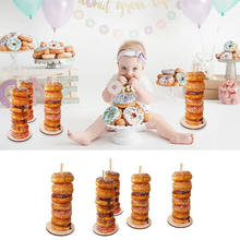 Soporte de madera para Donuts, decoración de fiesta de cumpleaños y boda, soporte de exhibición de pared, recuerdo para niños, decoración de fiesta 2024 - compra barato