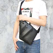 Luufan-Bolso de pecho a la moda para hombre, bandolera cruzada de cuero genuino, bolsos de hombro informales para hombre, bolsos para montar con cinturón, color negro 2024 - compra barato