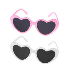 2 pçs bonito plástico coração óculos de sol para 18 polegada boneca americana bonecas accs branco & rosa 2024 - compre barato