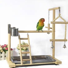 Parrots Plays tand Perch with Ladder feeder Toys Bird Wood Playground Parrots feeding cup Swing Hanging Climbing Frame pet HW039 2024 - buy cheap