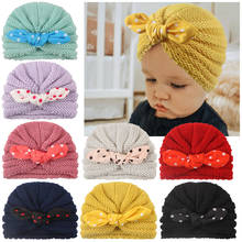 Warm Baby Hat Unisex Boys Girl Baby Knit Cap Fashion Winter Children Baby Bows Knitted Polka Dots Rabbit Ear Hat Pullover Cap 2024 - buy cheap