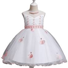 Flower Girl Dresses For Party And Wedding Child Birthday Dress Beaded Embroidery Flamingo Princess Dress Christmas Kids Clothes 2024 - buy cheap