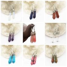 Hot Sale Silver Plated Aura Charm Earrings Natural Style Natural Crystal Stone Pendant Earrings Women Men's Fashion Jewelry 2024 - buy cheap
