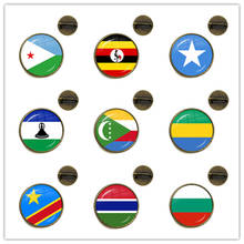Djibouti,Uganda,Gambia,Congo,Gabon,Comoros,Lesotho,Somalia,Bulgaria National Flag Glass Cabochon Brooches Collar Pins For Gift 2024 - buy cheap
