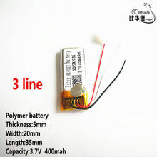 10pcs/lot 3 line Good Qulity 3.7V,400mAH,502035 Polymer lithium ion / Li-ion battery for TOY,POWER BANK,GPS,mp3,mp4 2024 - buy cheap