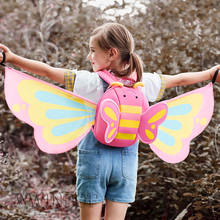 Mochilas escolares com asas 3d para meninas, mochila escolar para crianças pequenas, bolsa para livros, jardim de infância 2024 - compre barato