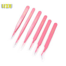 DIY jewelry handmade anti-static stainless steel pink precision tweezers individually packaged bead rhinestone accessories tools 2024 - buy cheap