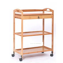 New Movable Bamboo Dining Trolley 3/4 Layer Tea Dining Cart Small Living Room Side Cabinet Beauty Salon Trolley Kitchen Shelf 2024 - buy cheap