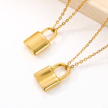 Stainless Steel Gold Color Padlock Pendant Necklaces Chain Punk Choker Lock Necklace For Women Collier Best Couple Jewelry Gift 2024 - buy cheap
