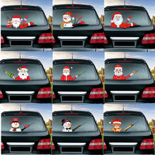 Santa Claus muñeco de nieve y Elk pegatinas festivas de Navidad para coche dibujos animados brazo que agita la ventana del parabrisas trasero del coche divertido pegatinas de limpiaparabrisas pegatina autoadhesiva para 2024 - compra barato