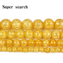 Contas de cristal amarelo natural de quartzs rachados, 6/8/10mm, redondas, contas soltas para acessórios, fabricação de jóias, pulseira 15'' 2024 - compre barato